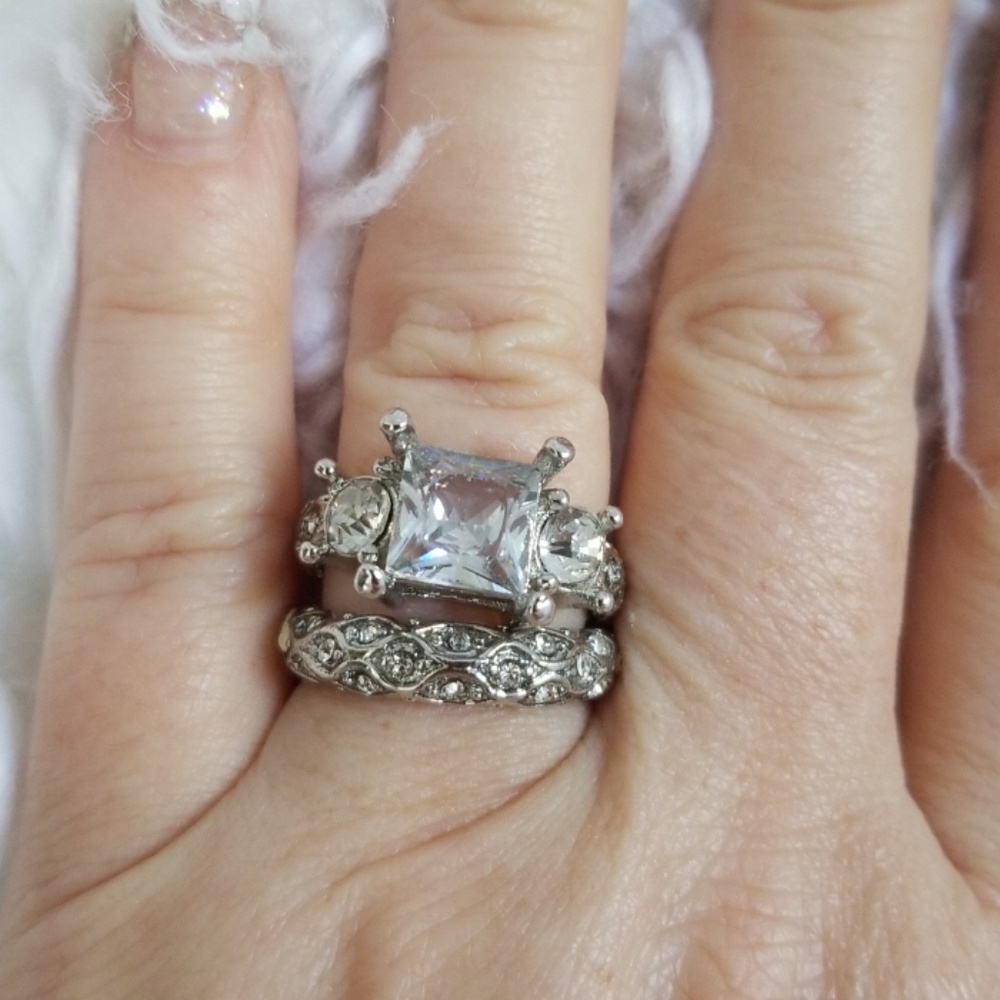 .925 Sterling Silver Wedding Ring Set 6 - Picture 7 of 7